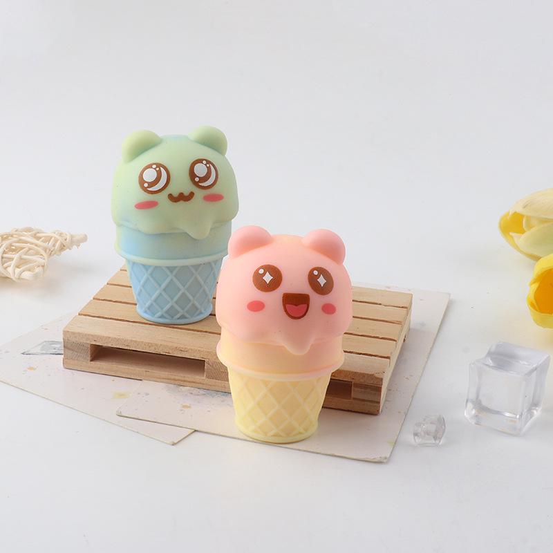 Creative Kids' Decompression Toy: Squeeze and Knead Ice Cream Cone Bear for Stress Relief