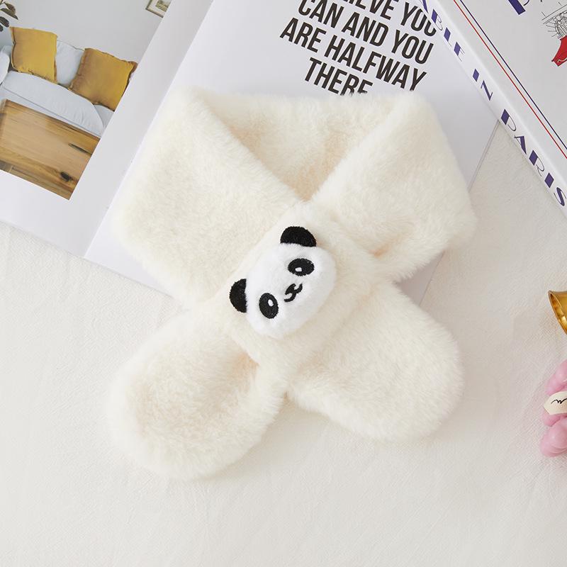 2025 Kids' Soft Thick Cartoon Bear Scarf - Warm Plush Neck Warmer for Autumn & Winter