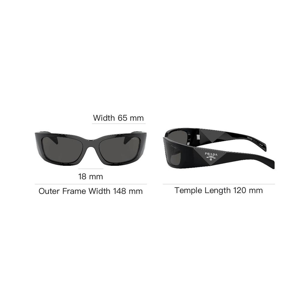 Prada Irregular Shape Sunglasses With Arm Logo Unisex sunglasses Black PRA19S-1AB5S0