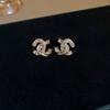 Cercei zirconiu cu dublu C, cercei high-end de nișă, temperament de lux ușor, cercei versatili de zi cu zi pentru femei