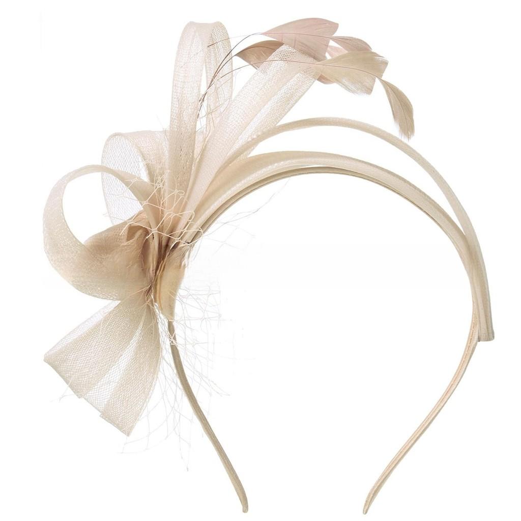 Fascia Vintage con Piume e Tessuto a Rete Elegante Accessorio per Capelli per Donne