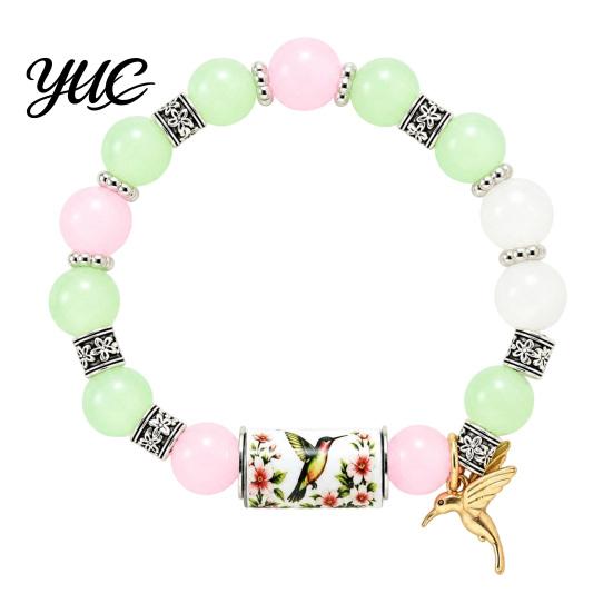 Daily Wear Fashion Accessory Stretch Deer Beaded Bracelet, Retro Animal Bead Owl Bull Skull Casual Jewelry Elastic Boho Bracelet for Women,