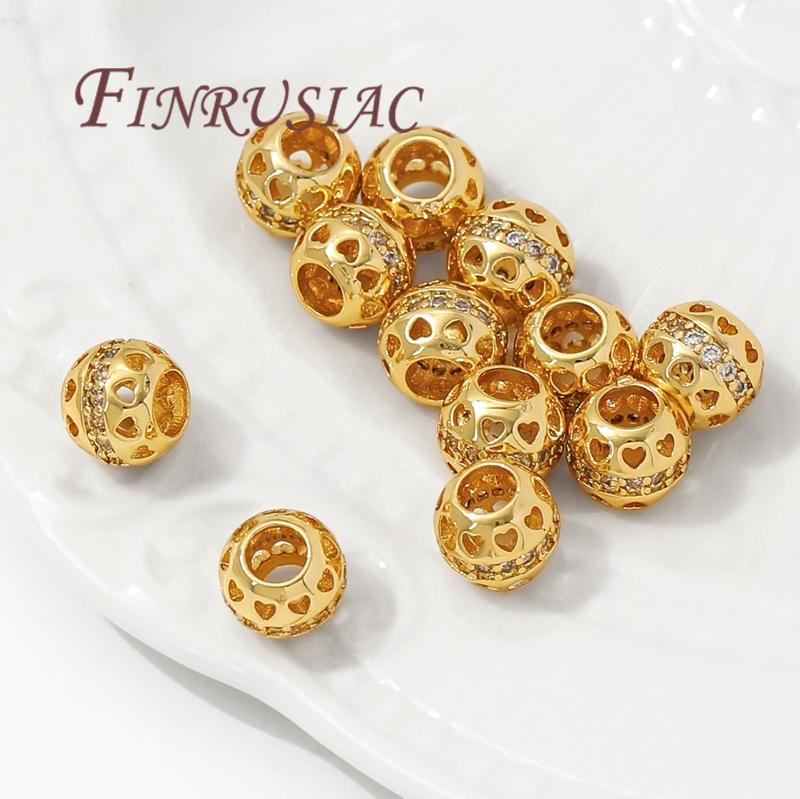 18K Gold Plated Round Ball Spacer Beads For Jewelry,Metal Bead Separators,DIY Beading Accessories,Necklace Making Supplies