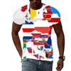 Summer Round Neck 3D Europe Flag Map Graphic Print Top Fashionable Casual Short Sleeved Men's T-shirts