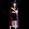 Black Halloween Blood Costume Cosplay Props Horror Cape Terrifying Witch Cloak Hat Set  Decoration