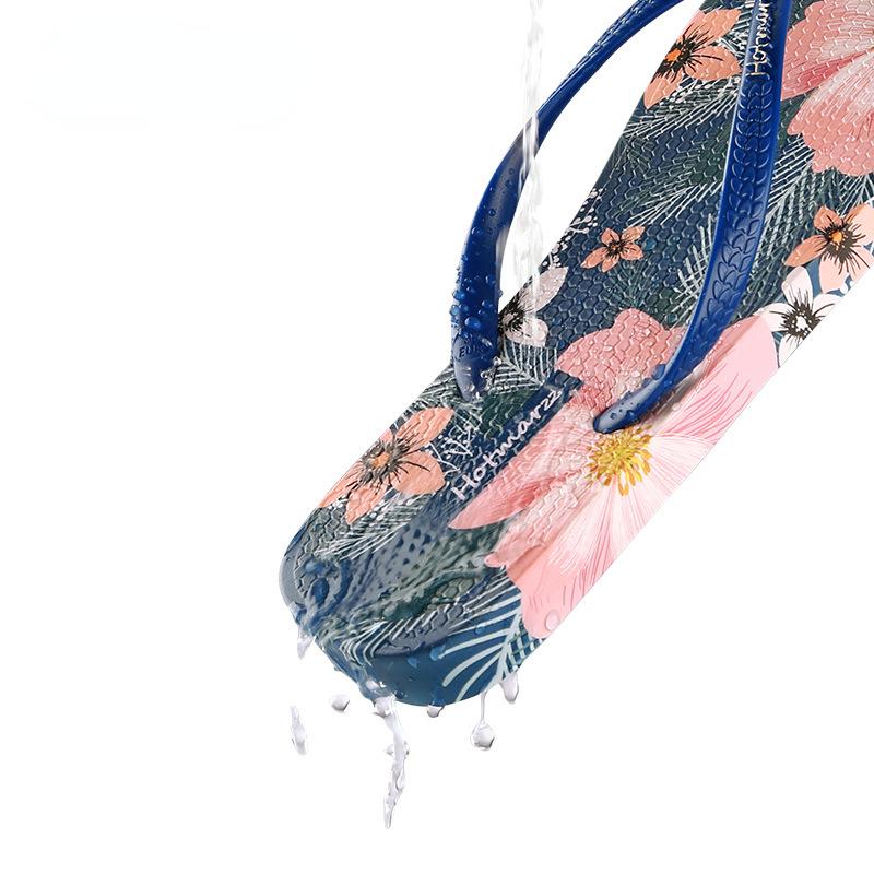 Women Printed Beach Slippers 2024 New Summer Fashion Anti Slip Sandals Flip Flops Outdoor Flat Bottomed Casual Shoes Lightweight