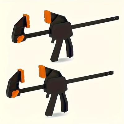 2 Stück Holzbearbeitungs-Schnellspanner - Einhandbedienung, 4 Zoll Mini-Ratsche mit doppelten orangefarbenen Auslösegriffen, Metallstruktur, Geeignet