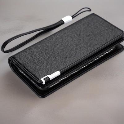 Men's Long Wallet Clutch with Large Capacity and Zipper Style