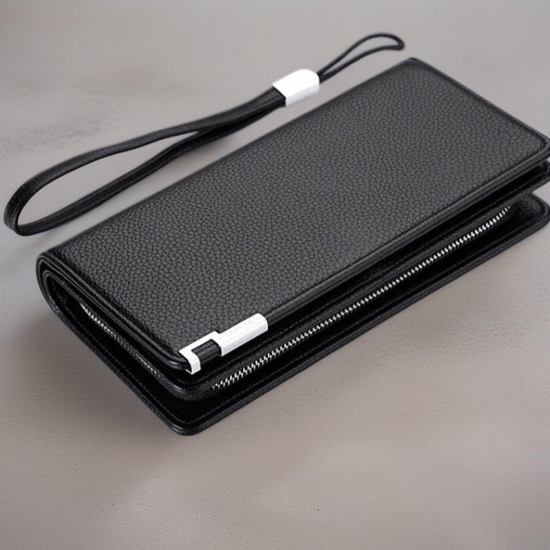 Herren Lange Geldbörse Clutch mit Großer Kapazität und Reißverschluss-Stil