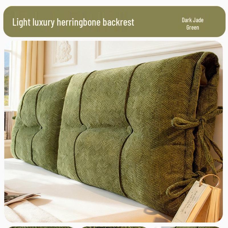 2025 Herringbone Headboard Cushion: Soft Upholstered, Anti-collision, Fixable Bedside Pillow