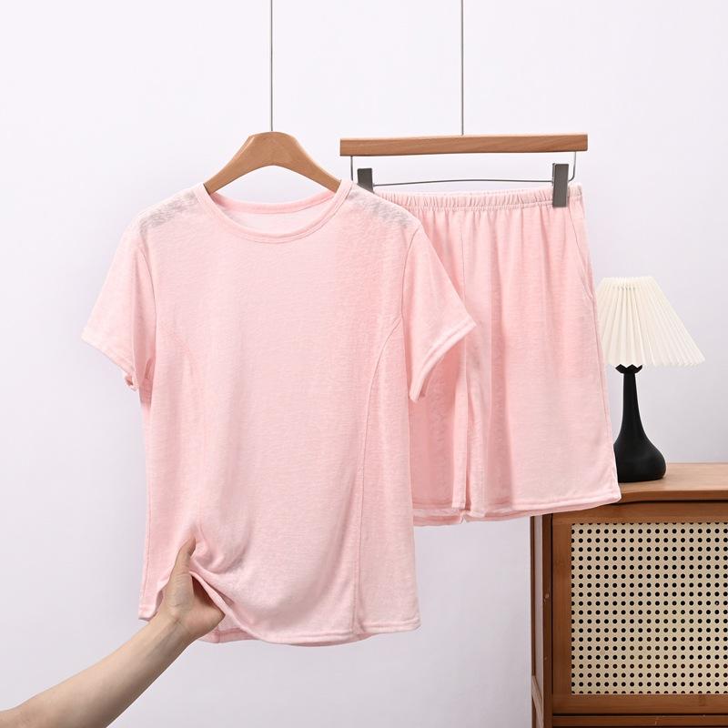 Summer Oversized Casual Loungewear Set - Loose Fit for Slimming, Women's Round-neck Short-sleeved T-shirt, High-waisted Shorts, Two-piece Set
