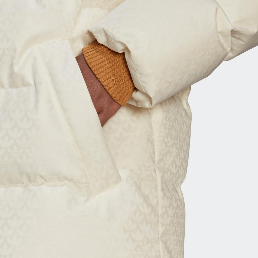 Adidas Originals Jednolity Kolor Kołnierzyk Polo Logo Nadrukowane Długi Rękaw Kurtka Puchowa Zimowa Odzież Wierzchnia Damska Beżowa IB2024