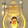 Xmas Window Ornament Christmas Lantern Night Light, Retro Santa/Snowman/Tree Handheld Oil Lamp with Festive Party Decoration Warm LED, Cute
