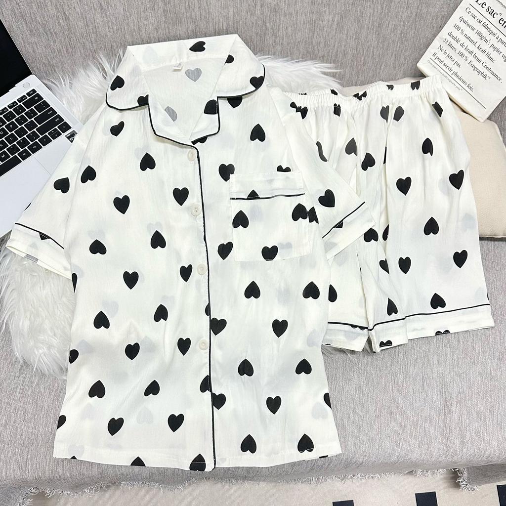 Cloud Cotton Gauze Pajamas Women's Summer Ins Love Short-sleeved Suit Simple Loungewear Can Be Worn Outside