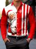 Christmas Style Printed Men's Casual Comfortable Long Sleeve Shirt, Holiday Apparel, Festive Outfit, Long Sleeve Top