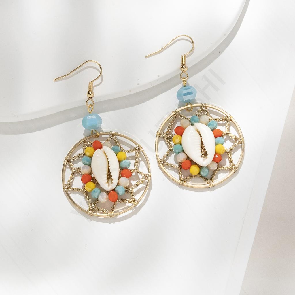 European and American fashion popular shell earrings women's holiday style handmade color personalized simple earrings earrings