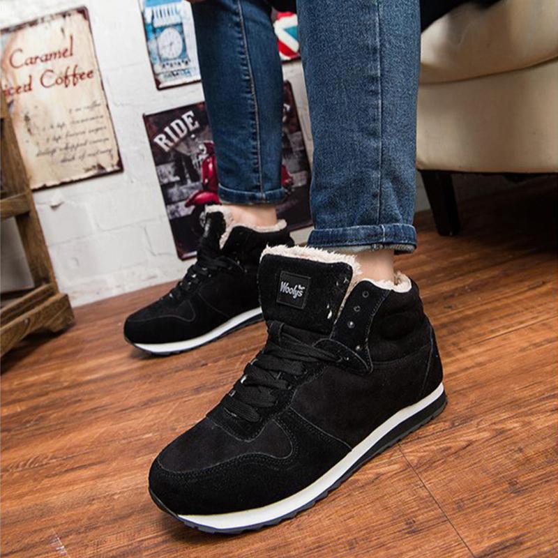 Модные мужские ботинки зимняя обувь мужская обувь теплые меховые зимние ботинки ботильоны — фото 4