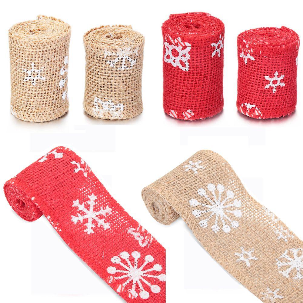 Craft Natural Snowflake Hessian Edge Merry Christmas Sisal Trim Snowflake Lace Ribbon Jute Burlap