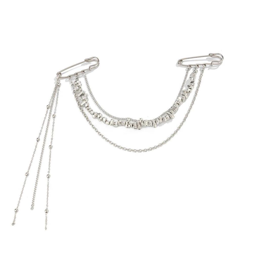 Salircon Vynikající nepravidelný CCB korálkový řetízek Vícevrstvé střapce Dvojitý špendlík Brože Pánské Dámské Oblek Brož Šperky Dekorace