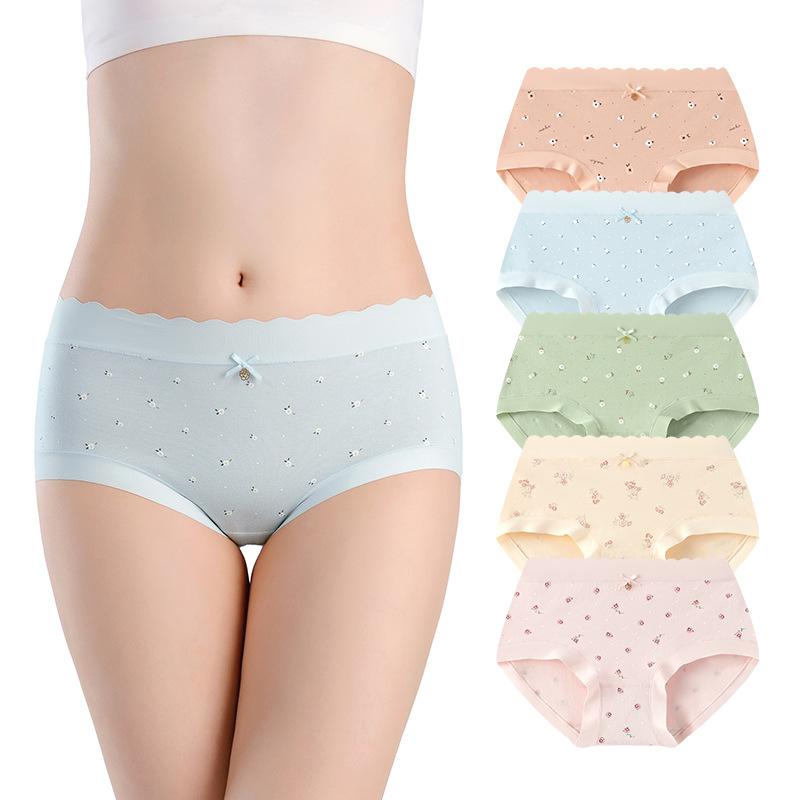 Sweet And Cute Underwear Pure Cotton Women, Bow-Printed Girl Underwear, Women'S Seamless Underwear Women