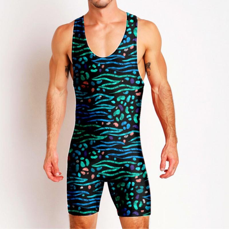 Mens Wrestling Suit One-piece Swimsuit Fitness Gym Workout Clothes Lightweight Breathable Weightlifting Training
