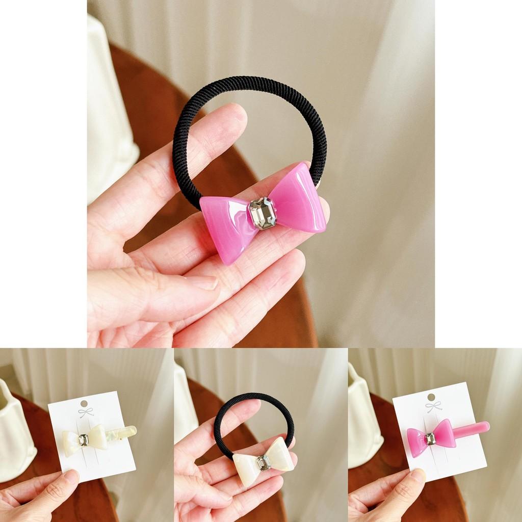 Chic Retro Style Acetate Bow Hair Tie And Versatile Duckbill Clips In Multiple Colors
