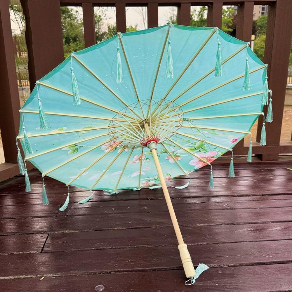 70cm Classical Oil Paper Umbrella Chinese Style Tassel Umbrella Silk Fabric Tassel Umbrella  Girls