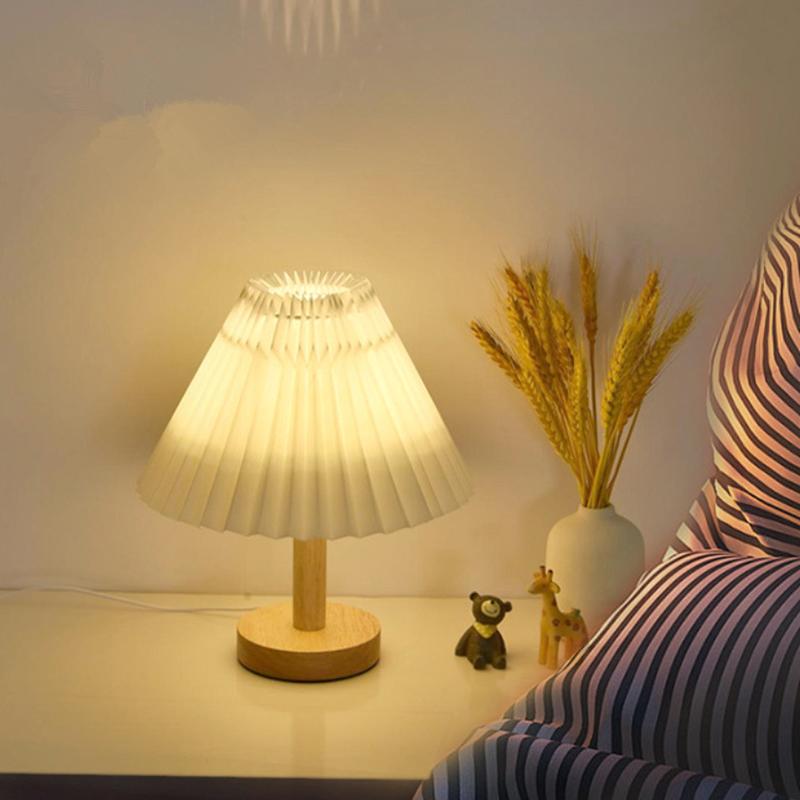 Nordic Pleated Table Lamp Diy Foldable Usb Art Atmosphere Bedroom Desk Bedside Night Light Home Decorate Table Standing Lamp