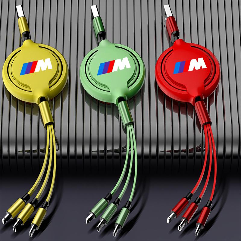 1Pcs Car Mounted Telescopic Three In One Mobile Phone Charger For BMW M E34 E36 E60 E90 E46 E39 E70 F10 F20 F30 X5 X6 X1 M3 M5 M6 E71 F01 F02 F87