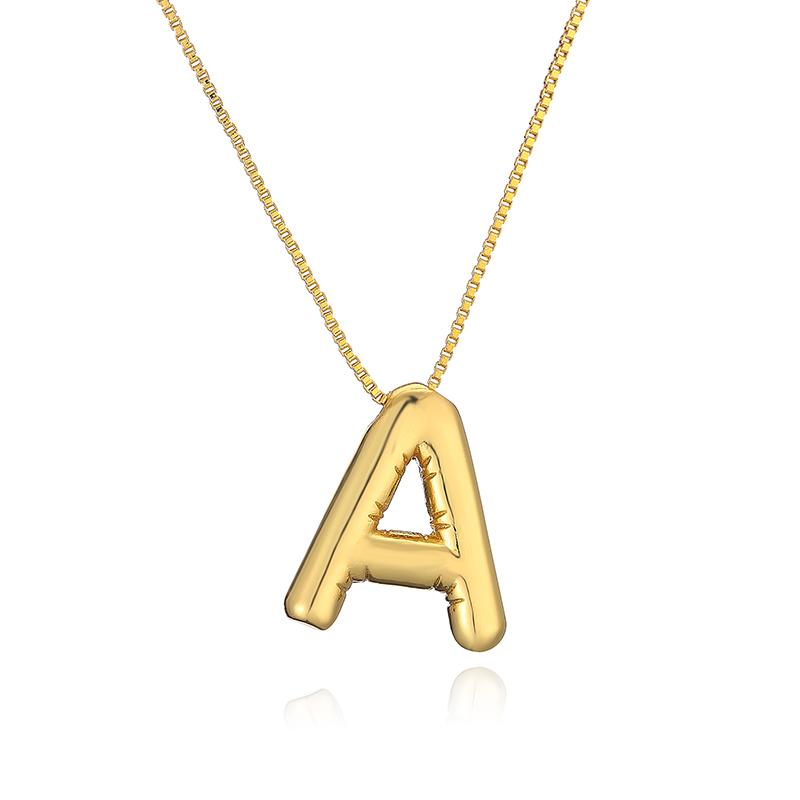 HECHENG, Colier cu pandantiv cu litere inițiale, balon cu alfabet gros, cu bule, pentru femei, bărbați, coliere placate cu aur, bijuterii cu șarm