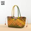 Trend Color Woven Bag Fashion Trend Vegetable Basket One Shoulder Underarm Women's Bag Large Capacity Portable Mother and Child Bag