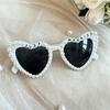 Elegant Heart-Shaped Pearl Sunglasses for Women - European & American Fashion