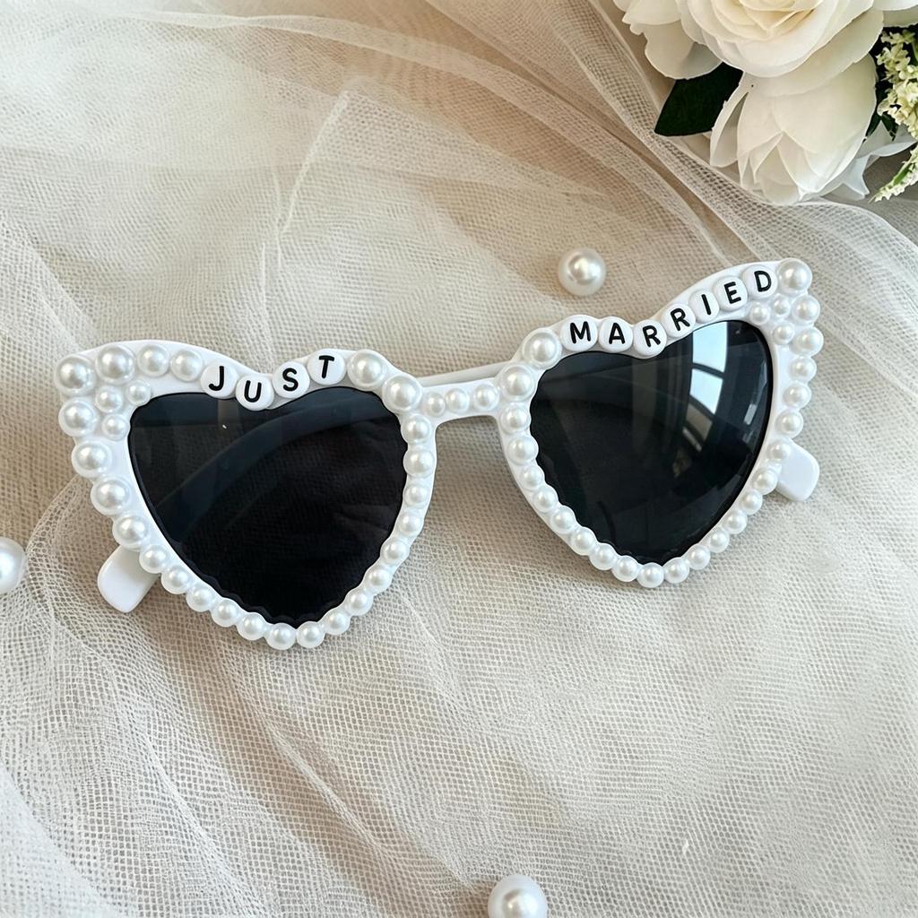 Elegant Heart-Shaped Pearl Sunglasses for Women - European & American Fashion