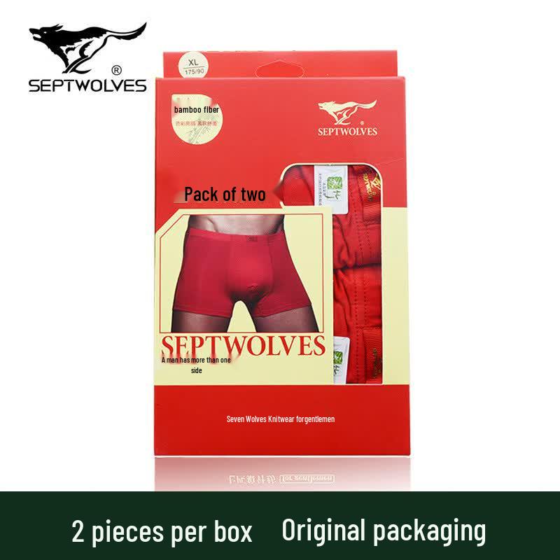 Septwolves Men s Bamboo Fiber Lucky Red Boxer Briefs