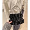 Macaron Small Fresh Portable Messenger Bag Female, Summer New Fashionable Versatile Pleated Cloud Chain Bag