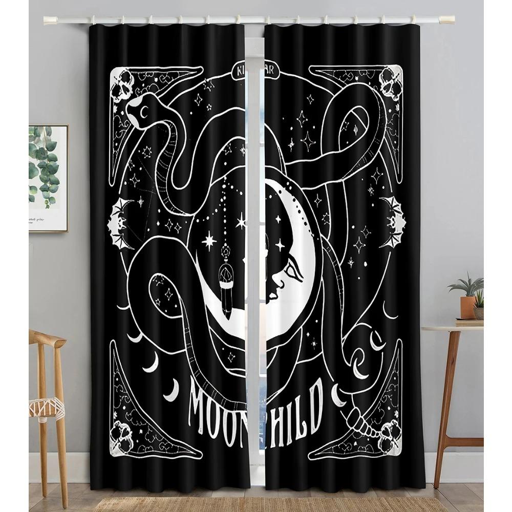 Witchy Gothic Aesthetic Spring Nature Curtain for Living Room Modern Curtains for Bedroom High Shading Drapes Kitchen Curtains
