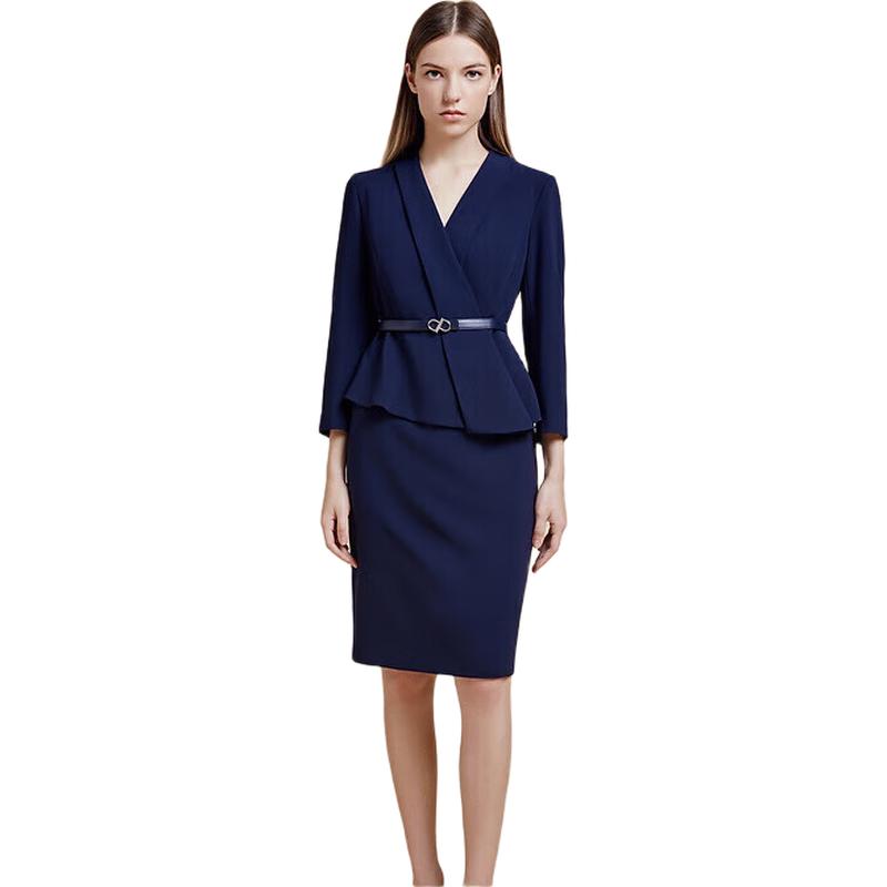 

PORTS Women s Faux Two-Piece Pleated Waist Business Dress 8