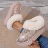 Large Size Snow Boots Women's Winter New Fashion Sequined Thick Soled Cotton Shoes with Plush Insulation and Anti Slip Snow Boot