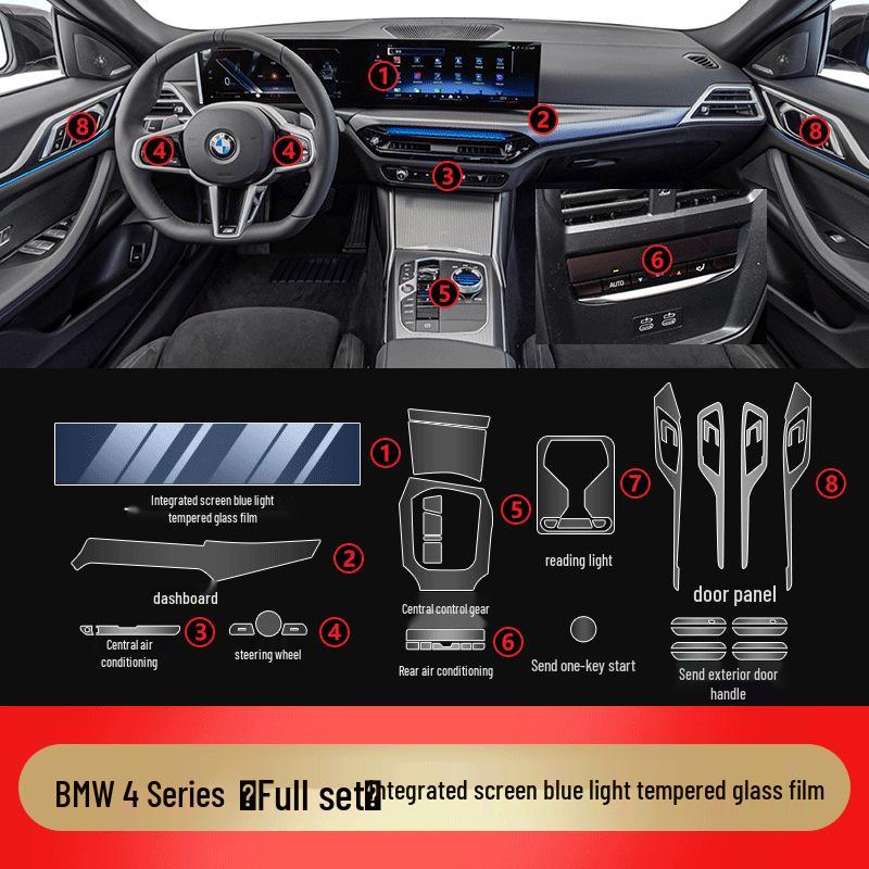 25 BMW 4 Series 425i/430i Interior Console Tempered Glass Protector Film