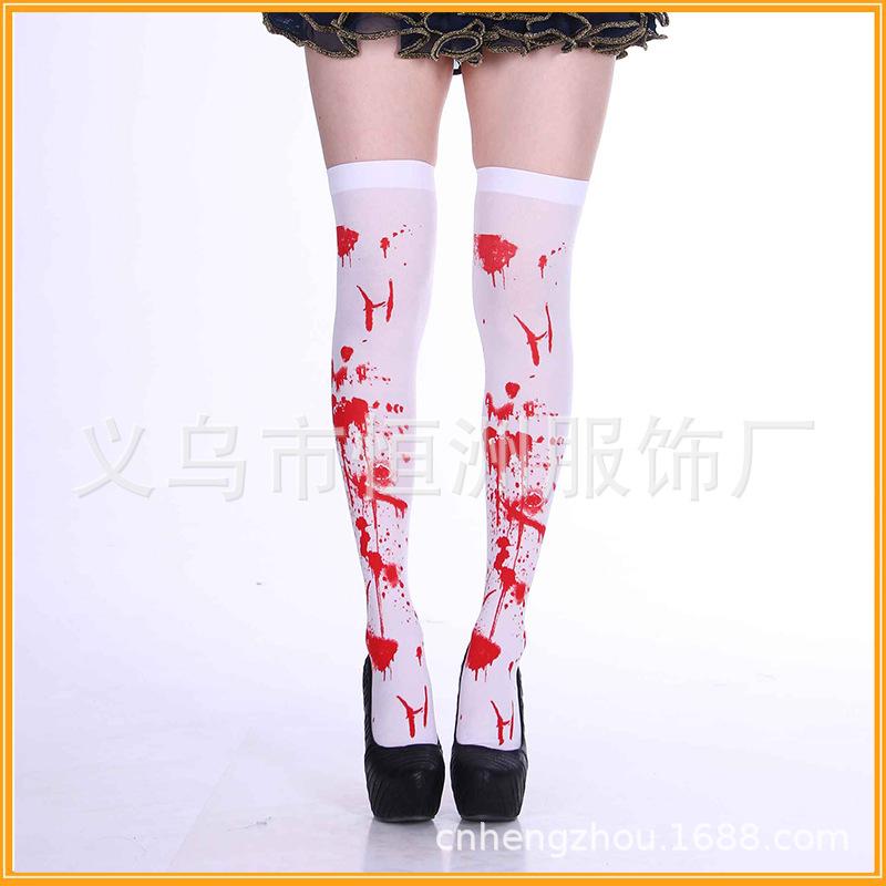 Halloween Haunted House Hospital Nurse Dress Up Socks Ladies Red Cross Knee Cos Ghost Doctor