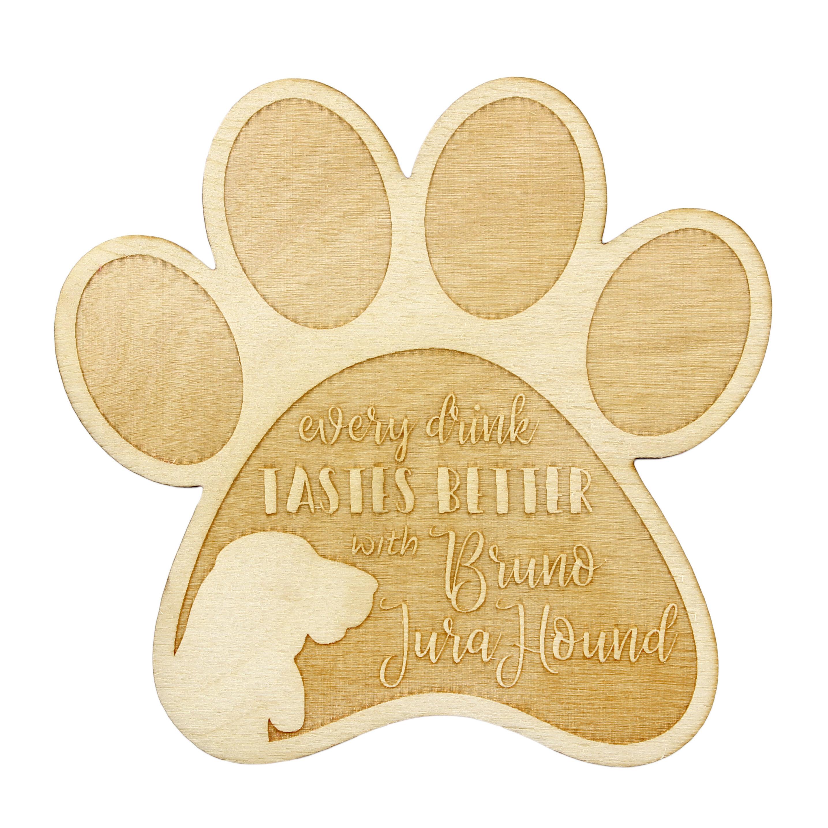 

Bruno Jura Hound, Swiss Hound - Mug coaster, engraved coaster with dog, gift for dog lover by Art-Dog brand