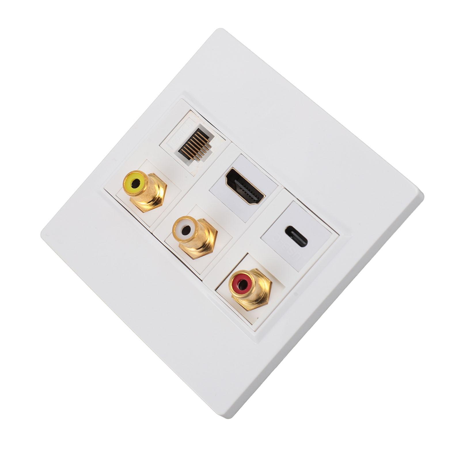 

HD Оптическая настенная панель 6 портов CAT6 USB C RCA Настенная панель Разрешение 3840x2160 Избегайте беспорядка HD
