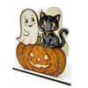 Teak Wood Napkin Stand Halloween Wooden Holder for Table Decor, Decorative Organizer Dispenser, Rustic Tabletop Cartoon Freestanding Paper Towel