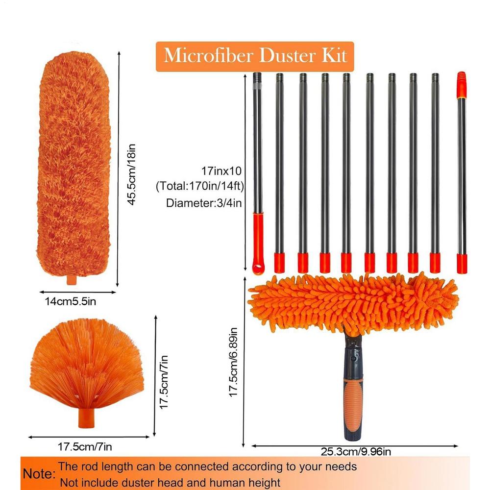 Extra-Long Handle Duster High Duster Washable Dust Brush for High Ceilings Fans Furniture Car Reusable Cleaning Tool