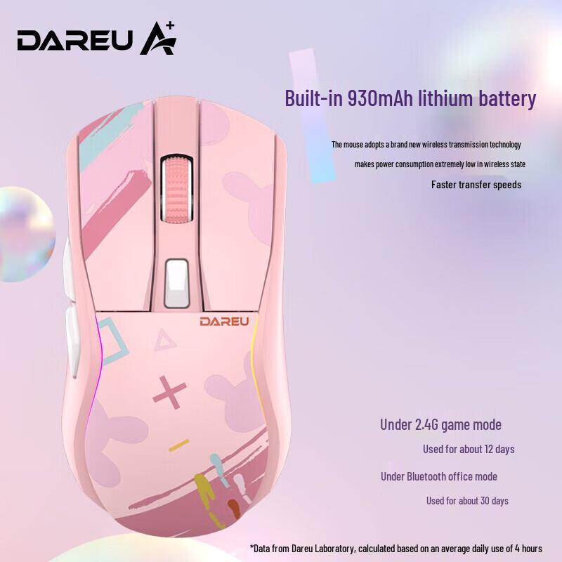 Dareu A950 Tri-Mode RGB Lightweight Gaming Mouse with Charging Dock