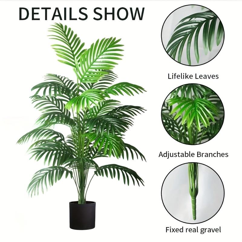 Large Realistic Tropical Palm Tree Artificial Plants - Green Leaves, Suitable for Indoor/Outdoor Garden, Patio, Poolside