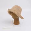 Spring Summer Handmade Ladies Crochet Natural Raffia Straw Bucket Hat For Spring Summer Beach Floppy Sun Cap
