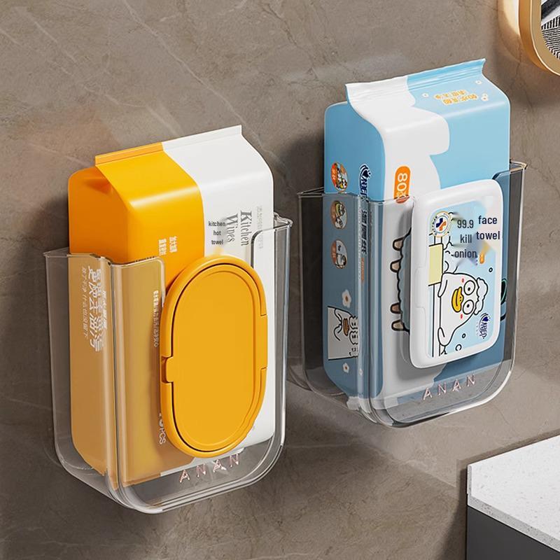 Punch-Free Wall-Mounted Tissue and Storage Box - Light Luxury for Bathroom