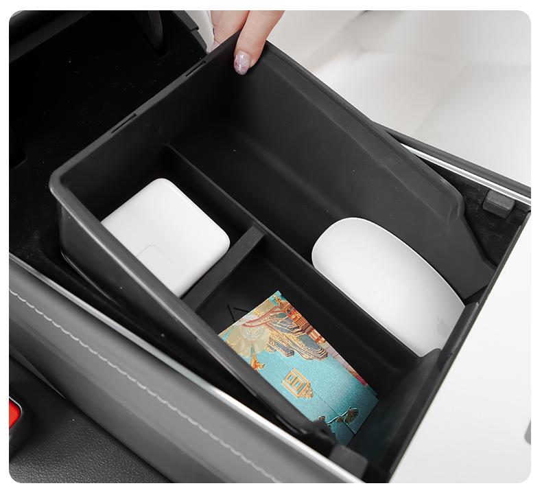 Tesla Model 3/Y Armlehne Doppelschichtige Silikon-Aufbewahrungsbox