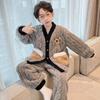 Boys Winter Warm Fleece Pajama Set With Zipper Collar Cartoon Print Long Sleeve Sleepwear Ages 8-14